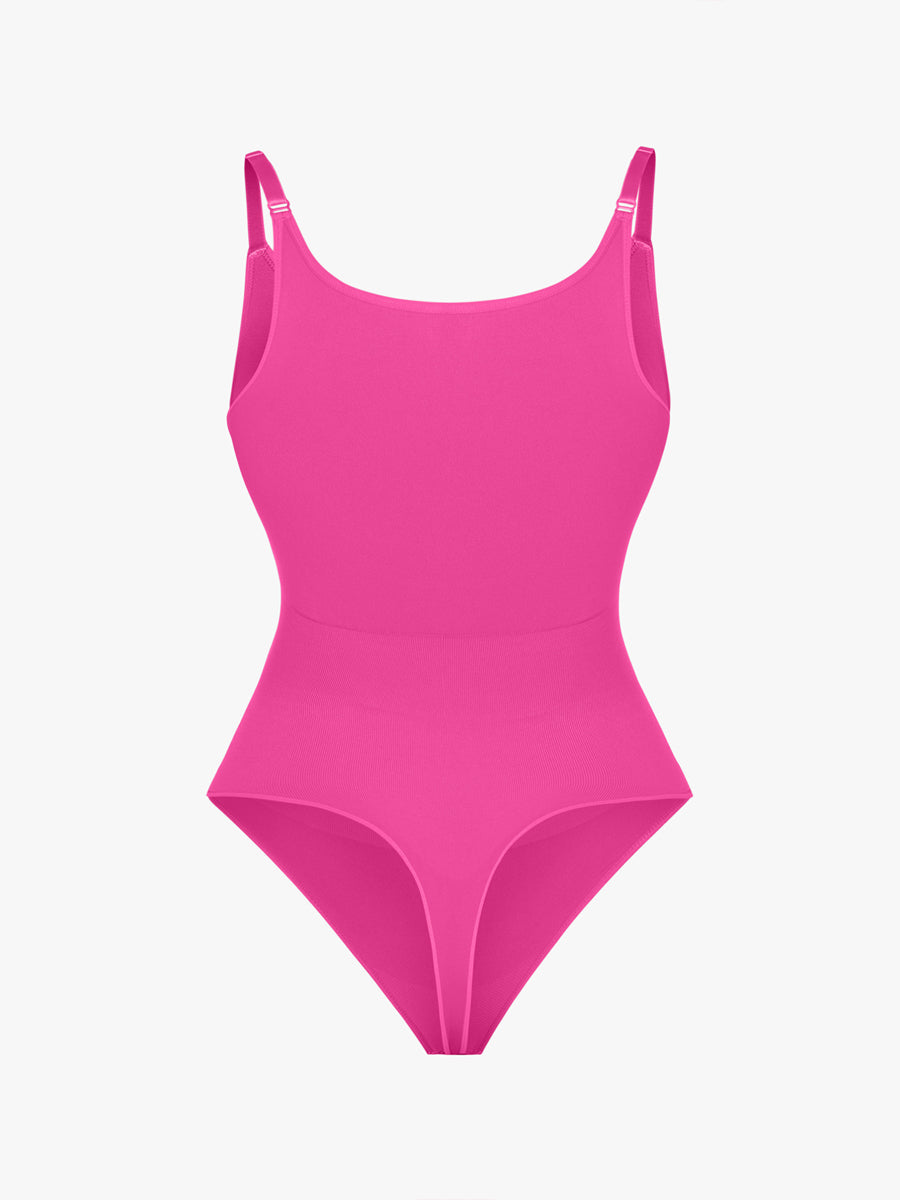Well-in Vogue Seamless Bra Free Cami Tummy Control Thong Bodysuit with Removable Pads