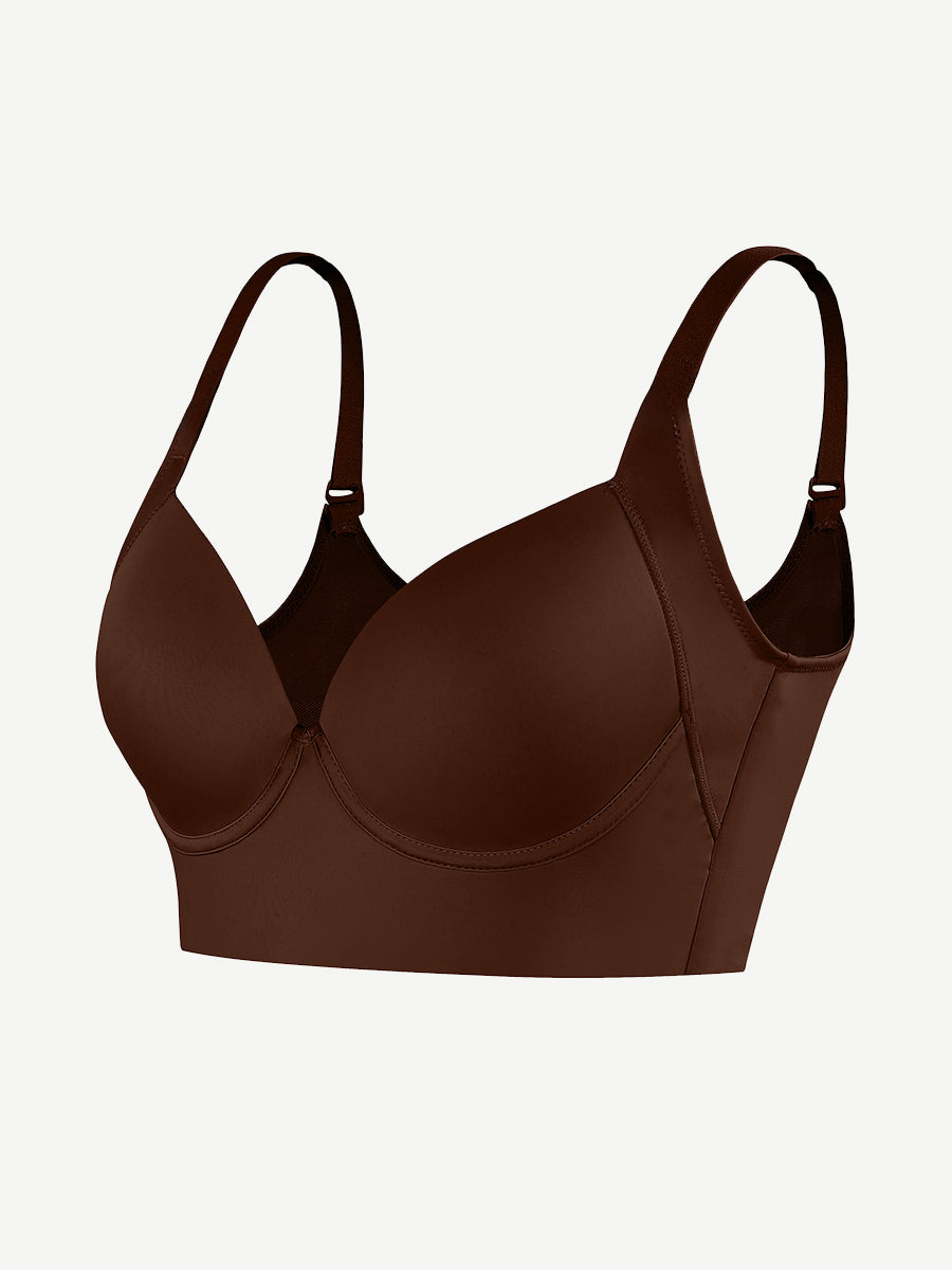 Well-in Vogue Brown Underwire Push-Up Sculpting Uplift Hide Back Fat Full Coverage Bra