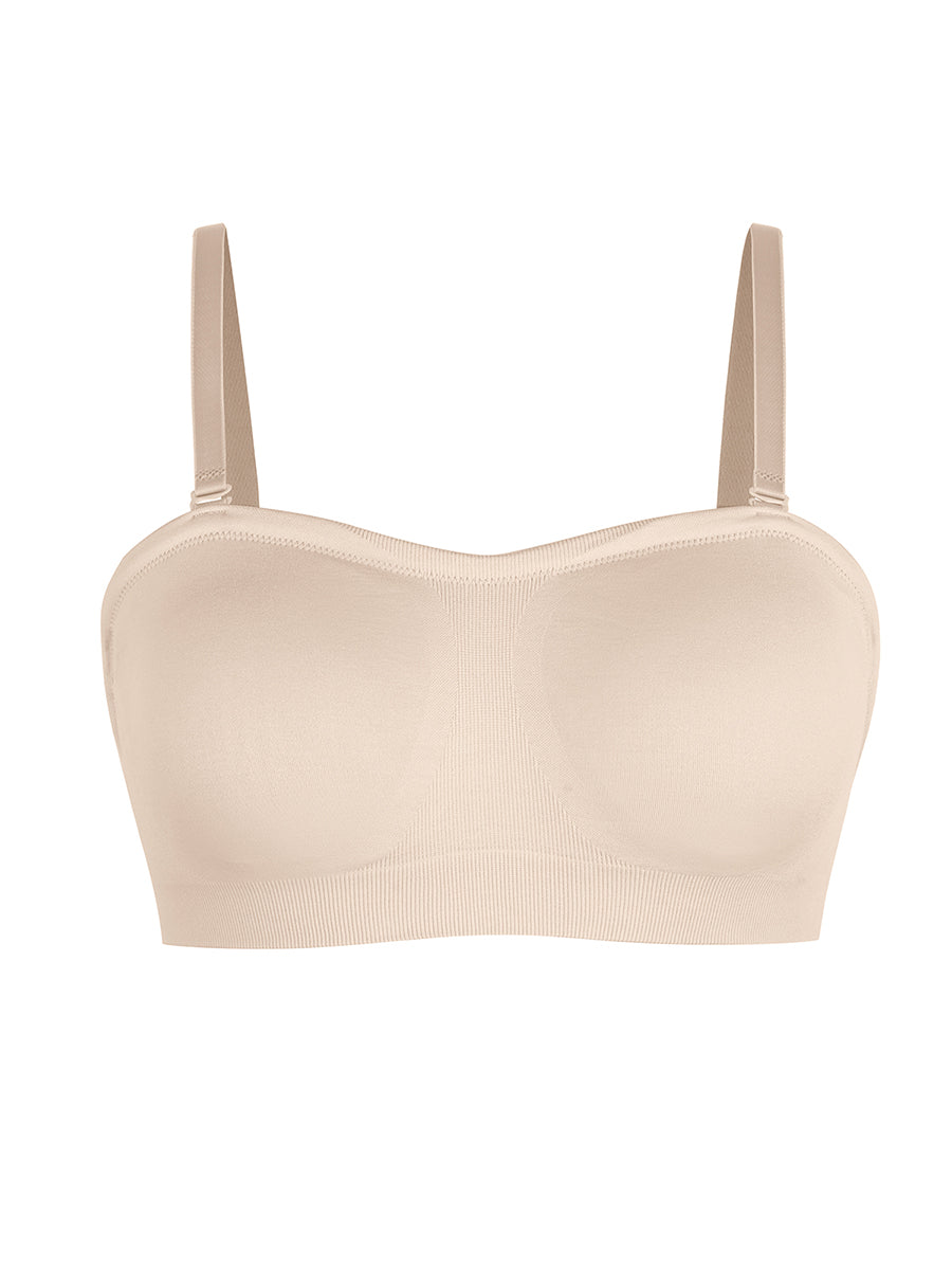 Well-in Vogue Seamless Strapless Wireless Breast Support Bra with Removable Cup Pad