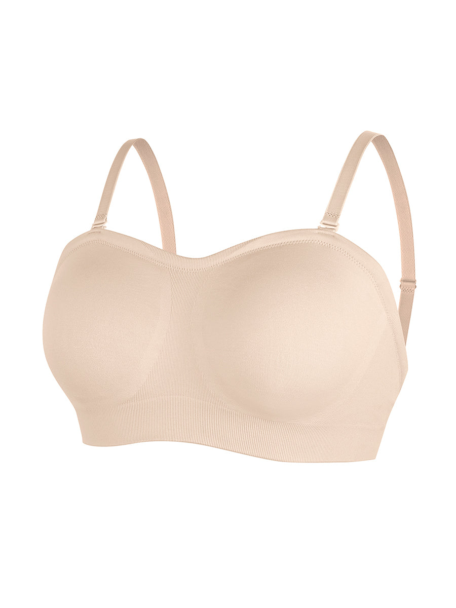 Well-in Vogue Seamless Strapless Wireless Breast Support Bra with Removable Cup Pad