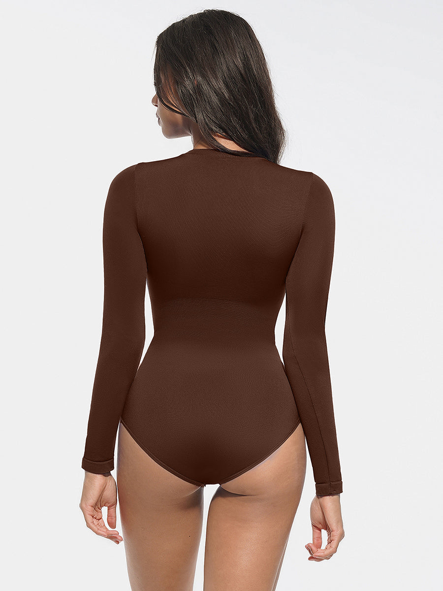Well-in Vogue Seamless Round Neck Sculpting Waist and Snap Gusset Briefs Bodysuit