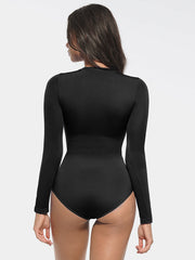 Well-in Vogue Seamless Round Neck Sculpting Waist and Snap Gusset Briefs Bodysuit