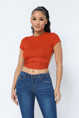 Well-in Vogue Rib Open Back String Tie Crop Top