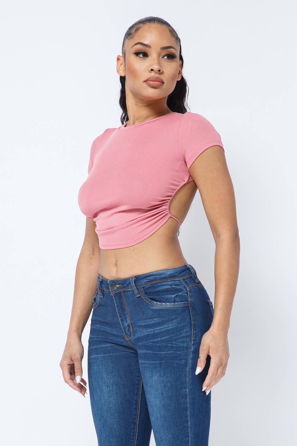 Well-in Vogue Rib Open Back String Tie Crop Top