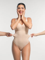 Well-in Vogue Seamless Built-in Bra Waist and Tummy Control Thong Bodysuit