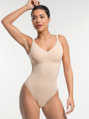 Well-in Vogue Seamless Built-in Bra Waist and Tummy Control Thong Bodysuit