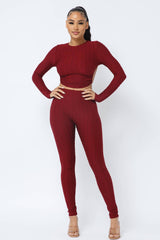 Well-in Vogue Honeycomb Open Back Tie Top and Leggings Set