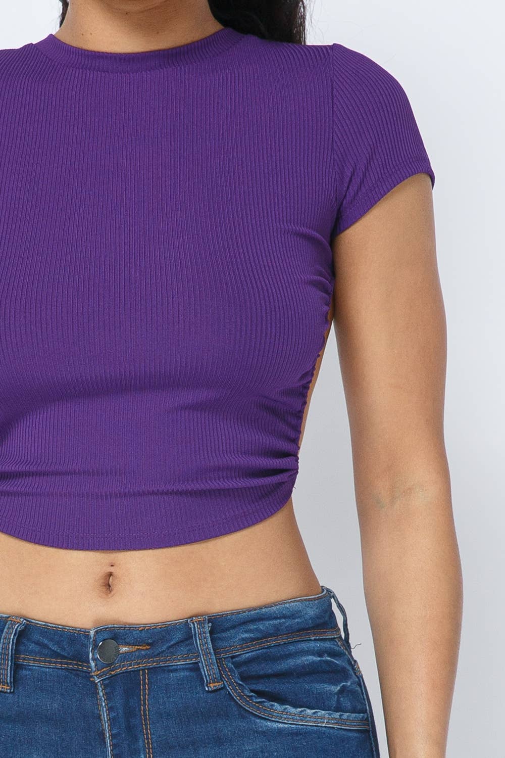 Well-in Vogue Rib Open Back String Tie Crop Top