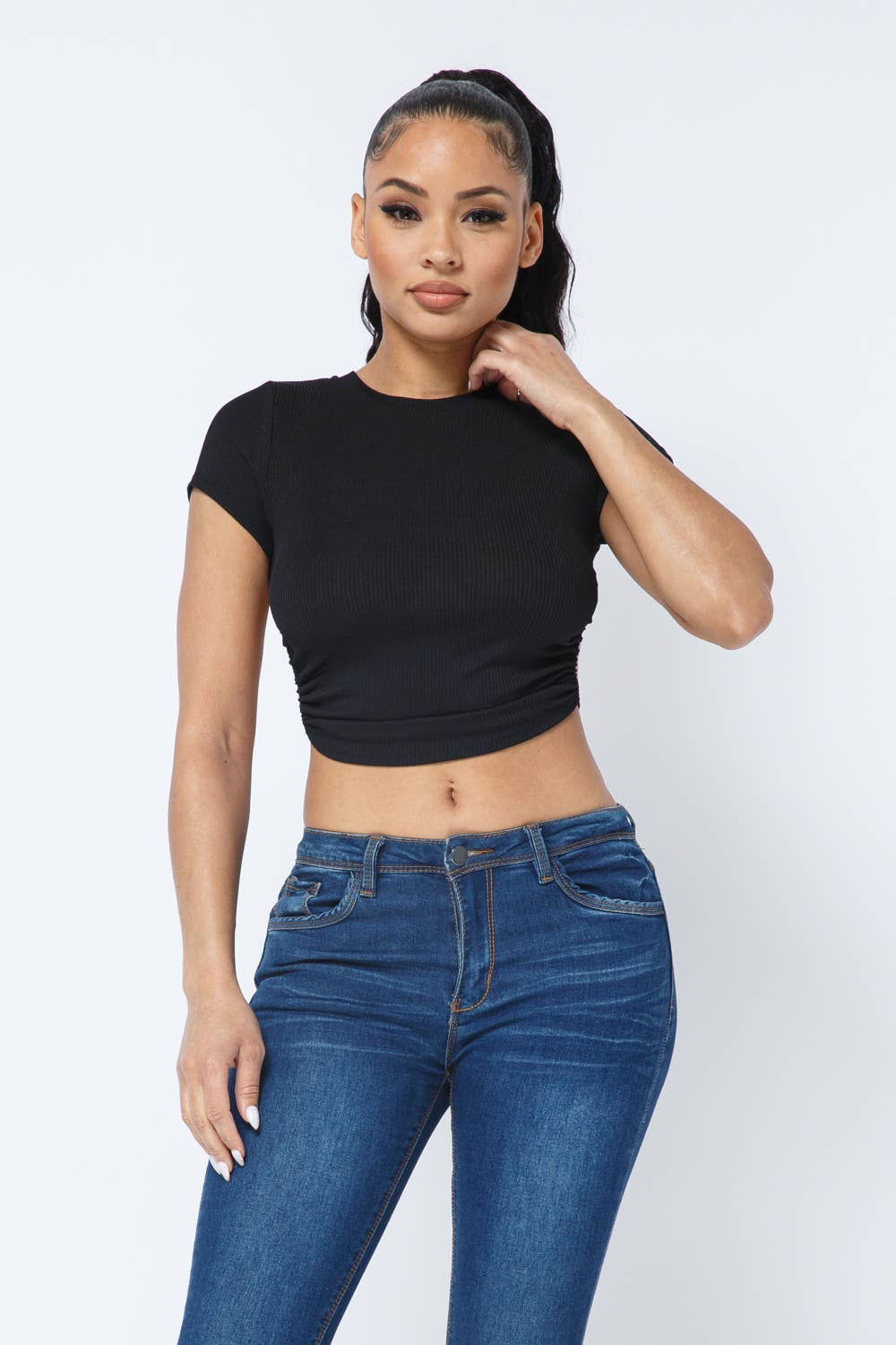 Well-in Vogue Rib Open Back String Tie Crop Top