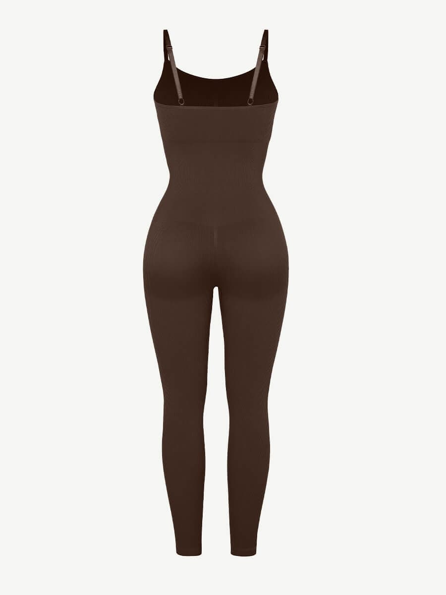 Well-in Vogue High Stretchy Seamless Sling Tummy Control Jumpsuit Removable cup pads