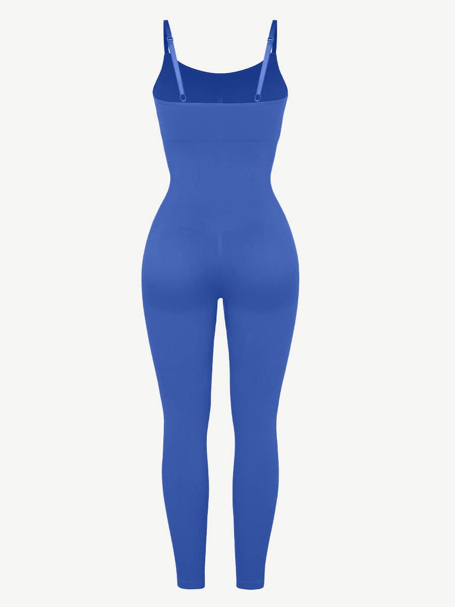 Well-in Vogue High Stretchy Seamless Sling Tummy Control Jumpsuit Removable cup pads