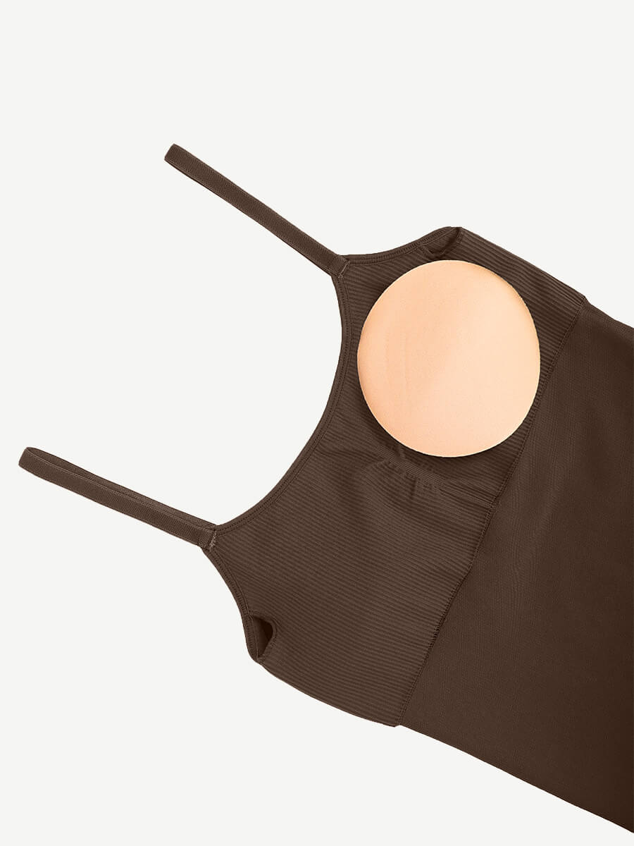Well-in Vogue High Stretchy Seamless Sling Tummy Control Jumpsuit Removable cup pads
