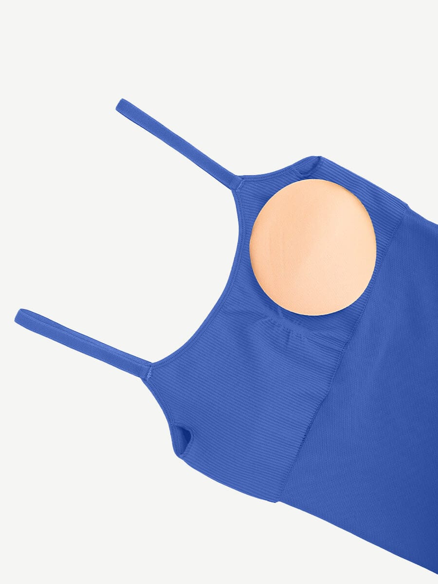 Well-in Vogue High Stretchy Seamless Sling Tummy Control Jumpsuit Removable cup pads