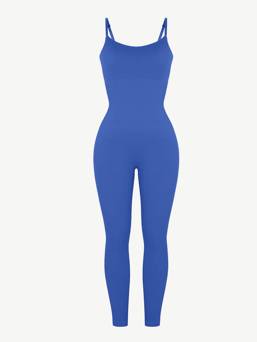Well-in Vogue High Stretchy Seamless Sling Tummy Control Jumpsuit Removable cup pads
