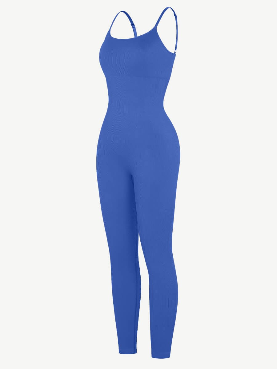 Well-in Vogue High Stretchy Seamless Sling Tummy Control Jumpsuit Removable cup pads