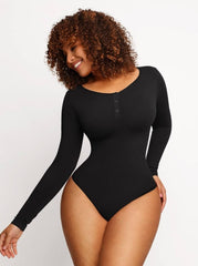 Wholesale Seamless Outer Long Sleeve Thong Bodysuit