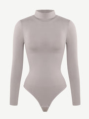 Wholesale Seamless Eco-friendly Turtle Neck Long Sleeve Thong Bodysuit