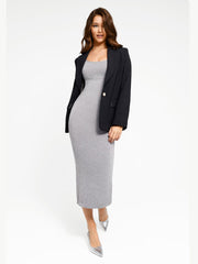 Wholesale🌿 Seamless Eco-Friendly Scoop Neck Back Slit Outer Shaping Dress With Removable Cups
