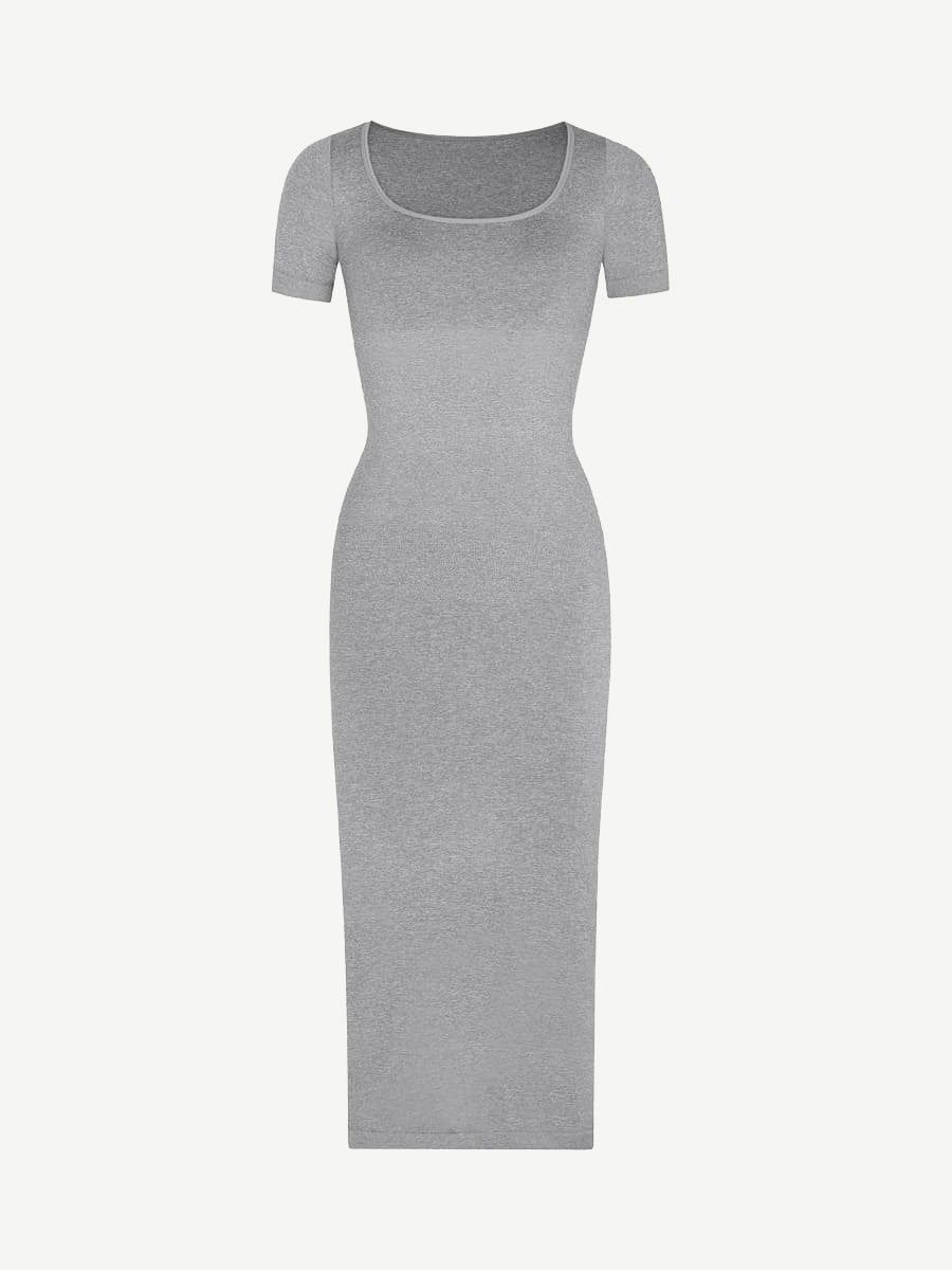 Wholesale🌿 Seamless Eco-Friendly Scoop Neck Back Slit Outer Shaping Dress With Removable Cups