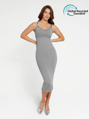 Wholesale🌿 Eco-friendly Seamless Deep V Suspender Hem Slit Shaper Dress