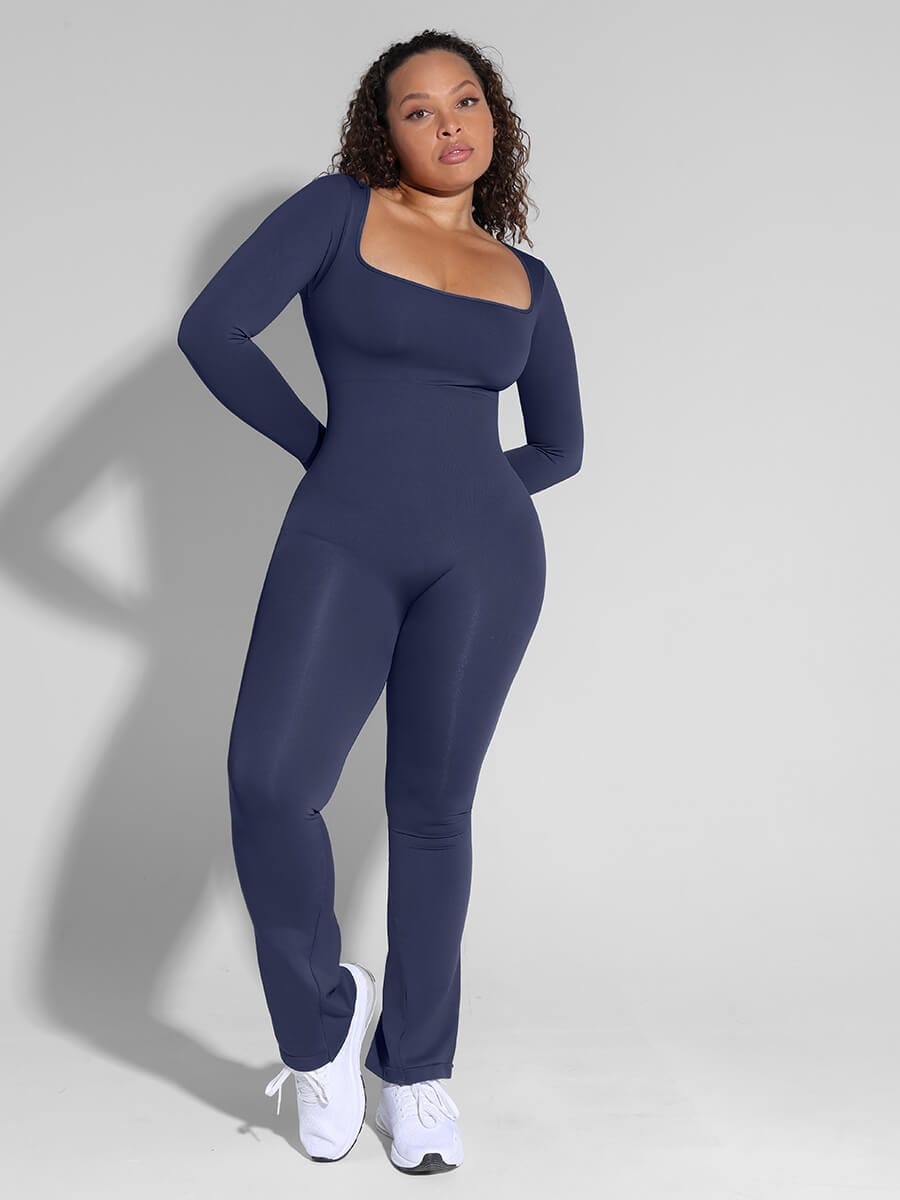 Wholesale Seamless Inverted T-shoulder one-piece Flared Pants