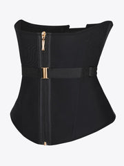 Wholesale U-Shaped 10 Steel Bones Latex Waist Trainer with Fan Lacing and Front Buckle Adjustment